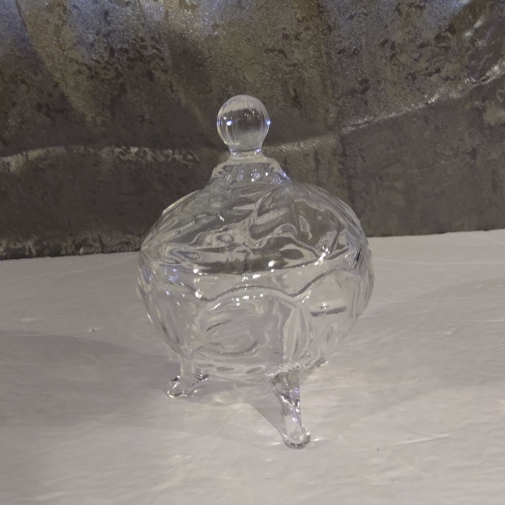 Exquisite Relief Lead Free Crystal Glass Sugar Jar/Candy Dish/Trinket Bo…